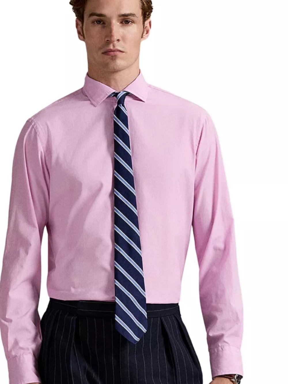 New Men’s Ralph Lauren Regent Pink Slight Stripe Classic Button DownShirt 15 1/2